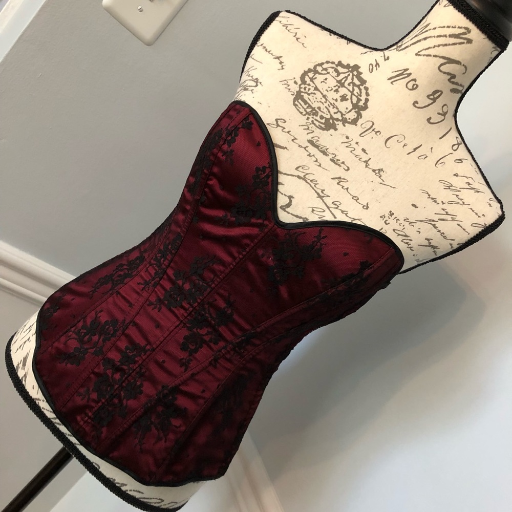 Red lace corset.